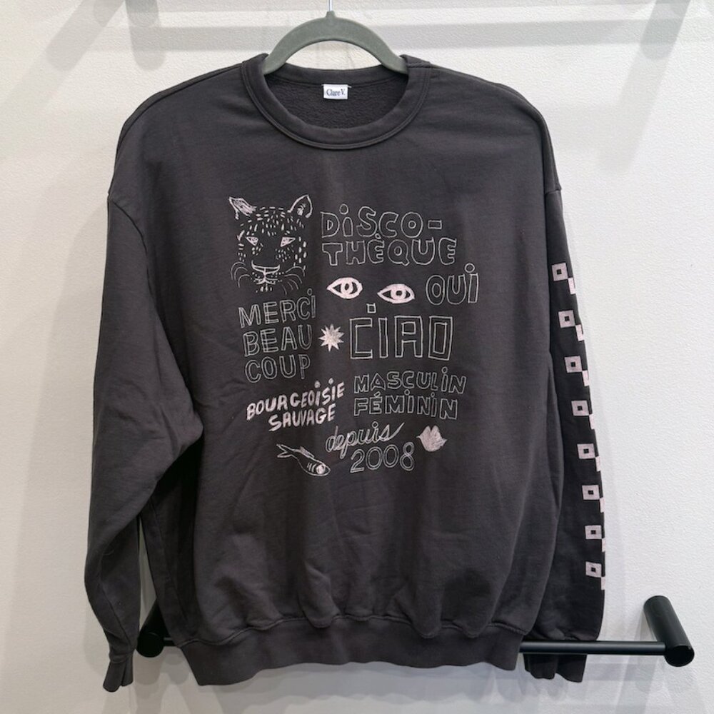 Clare V Charcoal Graphic Sweatshirt